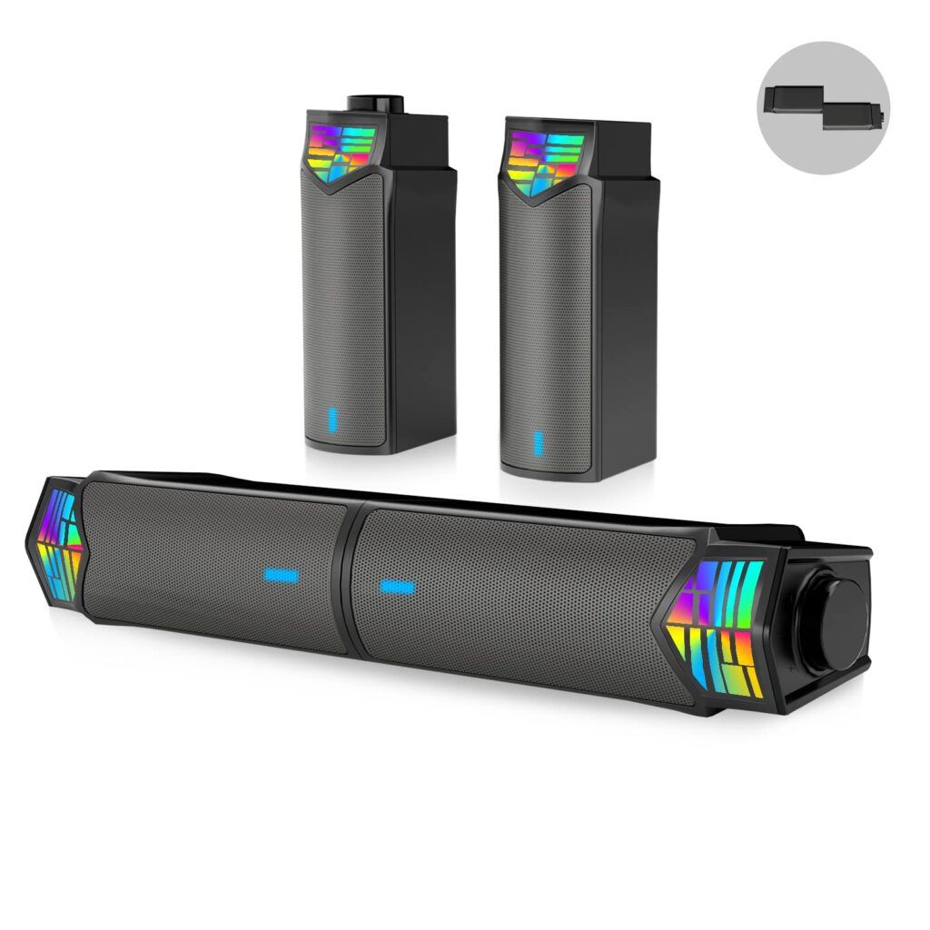 Altavoz para PC 2 en 1: Sonido Estéreo Bluetooth con LED RGB para tu Estilo