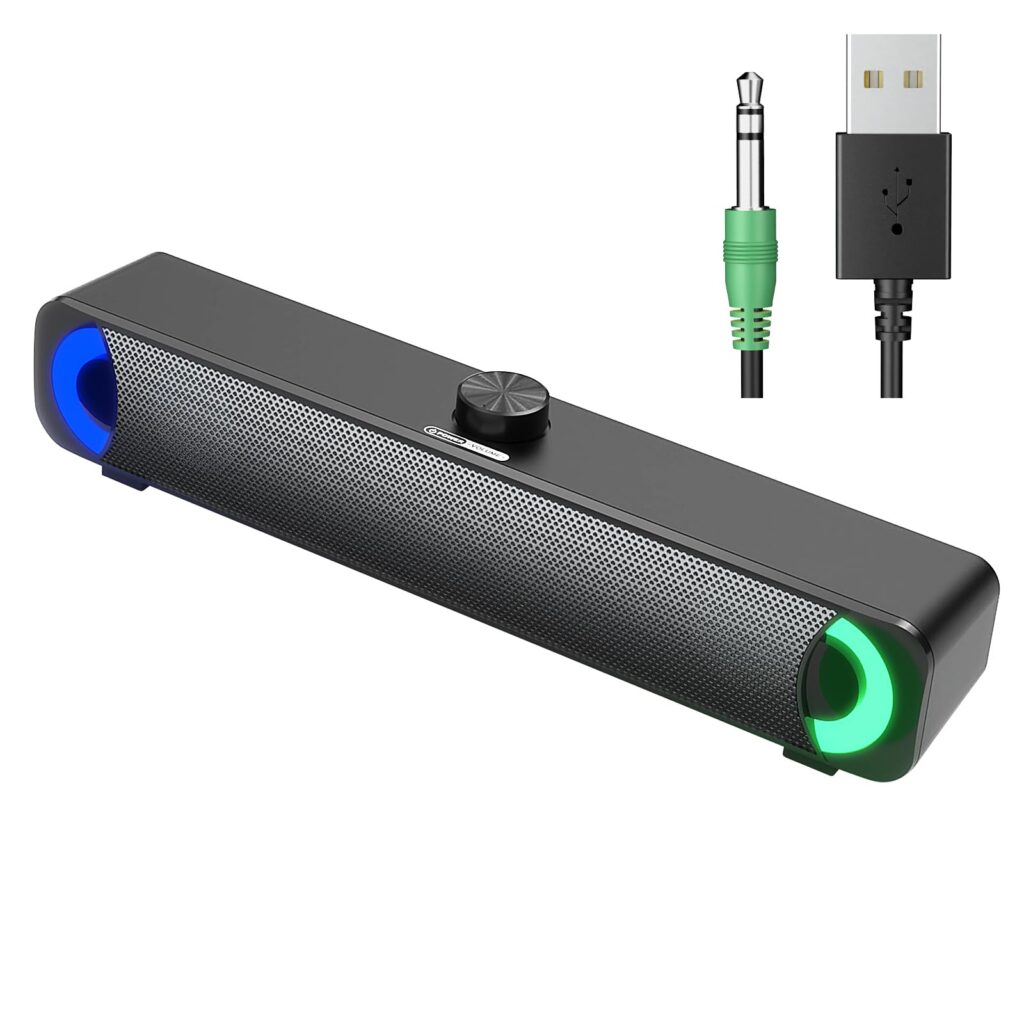 Altavoz SoundBar HPYLIF: Potencia y Estilo con Luz LED RGB para Tu PC
