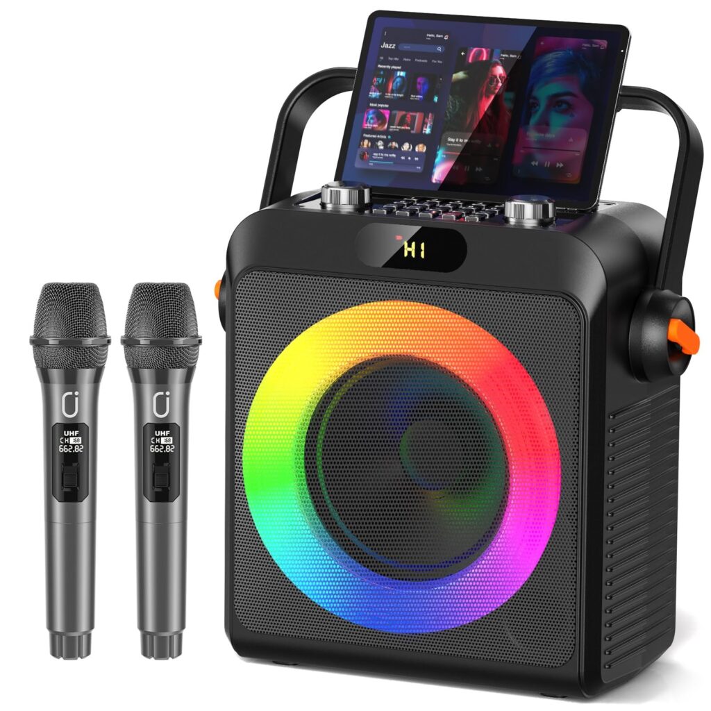 Disfruta de JYX Karaoke con Dos Micrófonos y Luces para Fiestas Inolvidables