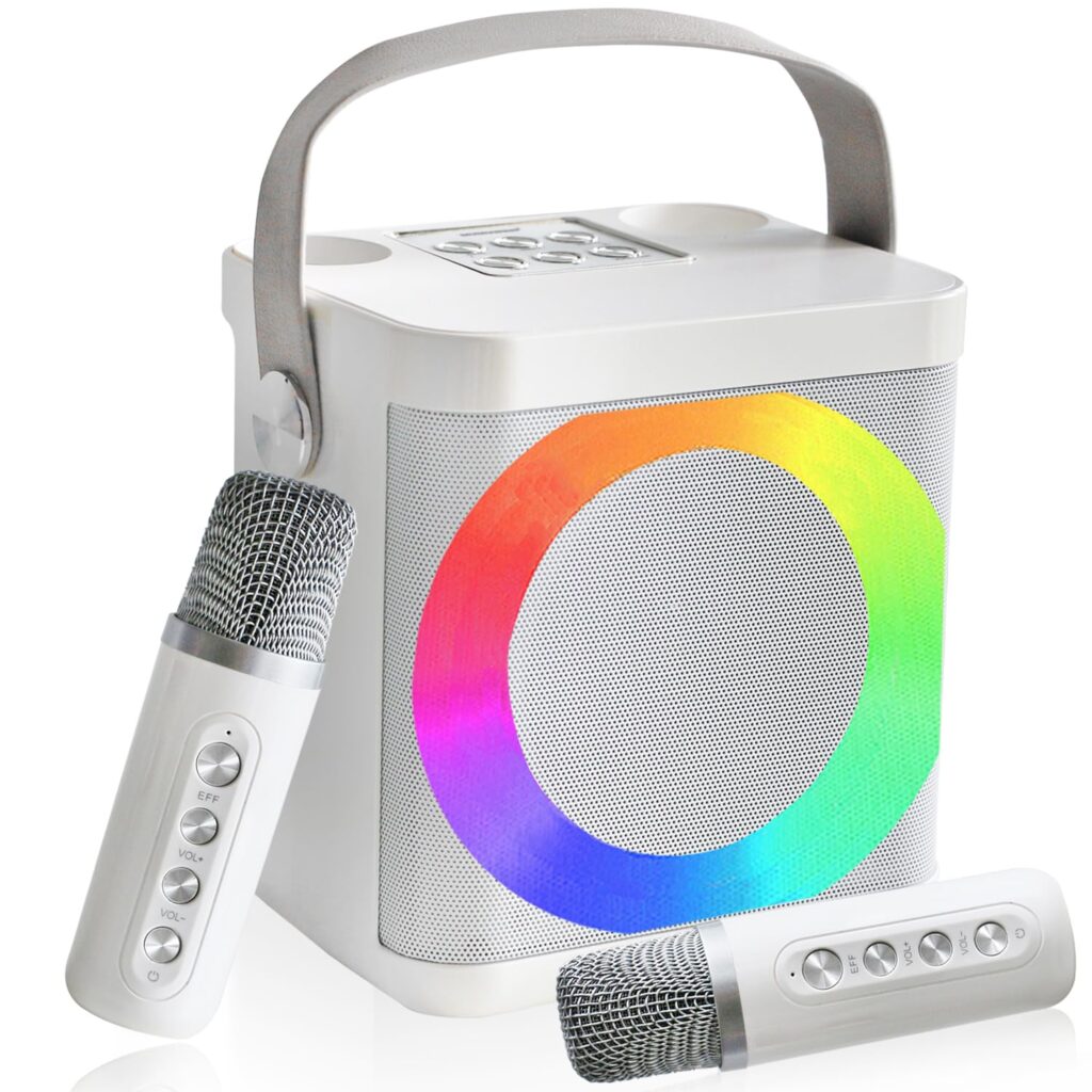 Disfruta de la Máquina de Karaoke portátil para fiestas inolvidables con luces LED