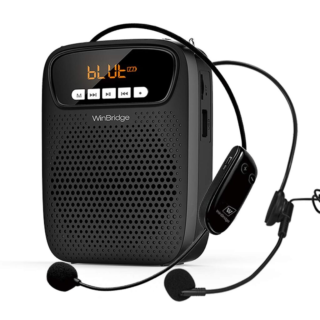 Amplificador de Voz Inalambrico con Dos Micrófonos para Profesores y Guías Turísticos Con un diseño portátil y batería recargable, comunica con claridad en cualquier entorno